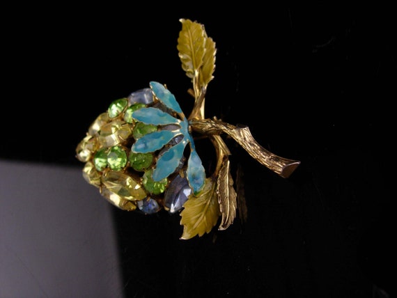 Vintage Alice Caviness Brooch - yellow fruit - rh… - image 2