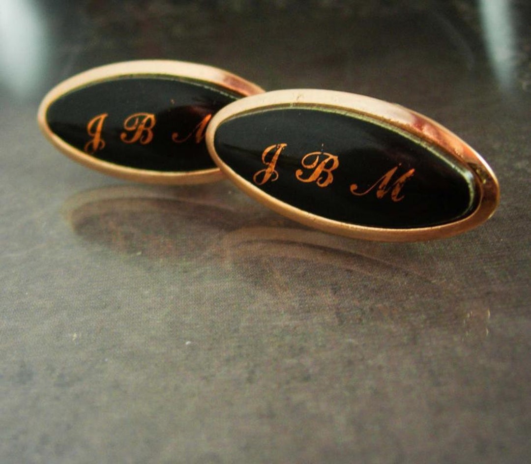 Classy Custom Script Cuff Links Monogrammed Cufflinks JBM Vintage ...