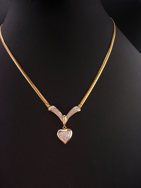 14k gold Diamond necklace - 14 diamonds - sweethea