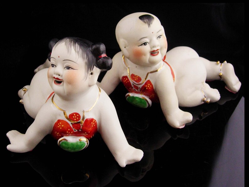Vintage chinese baby figurines / piano babies / Oriental art / Etsy
