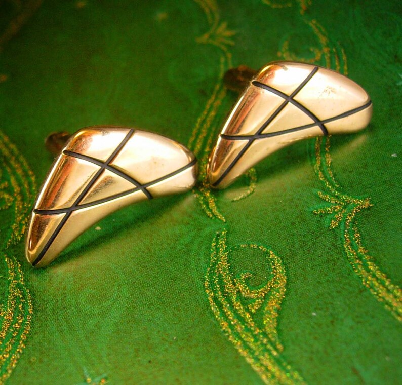 Extra Large modernist Trekkies Designer Hickok Cuff Accessory BOOMERANGS Vintage Cufflinks