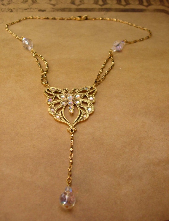 Stunning art nouveau style Butterfly necklace - B… - image 3