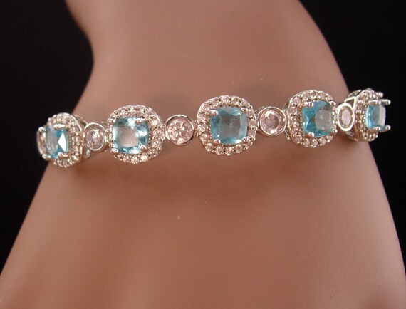 Stunning Blue topaz sterling bracelet - silver sw… - image 2