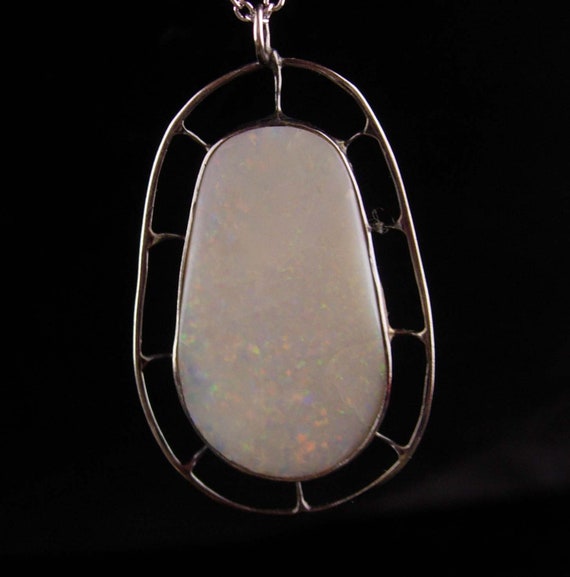 Vintage huge genuine Opal necklace - Cupid stone-… - image 4