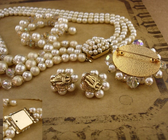 Vintage Pearl necklace parure  / pearl bracelet /… - image 6