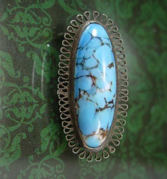 Victorian Brooch Antique Turquoise Brooch - victo… - image 2