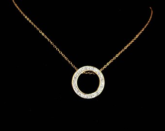 Diamond necklace Eternity necklace Friendship necklace Sweetheart necklace Anniversary necklace gold Pendant Wedding bridesmaid gift