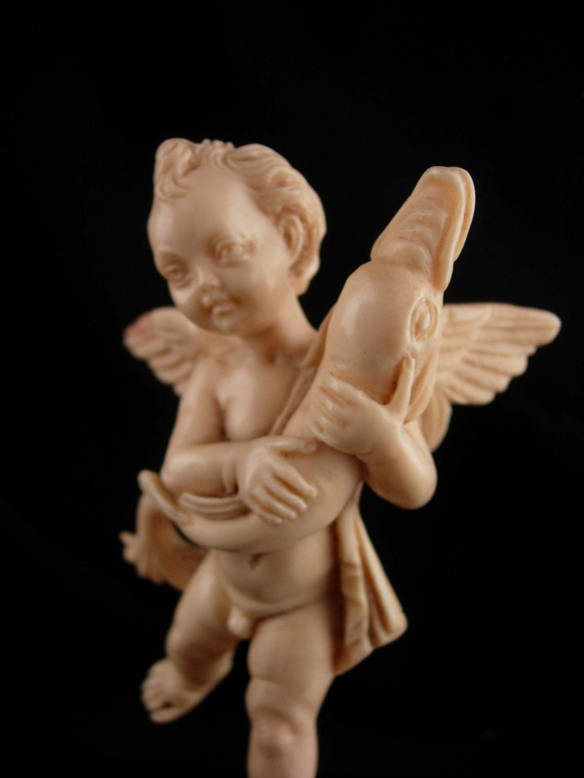 Vintage Victorian Cherub Statue Signed Italian Fish Angel Etsy