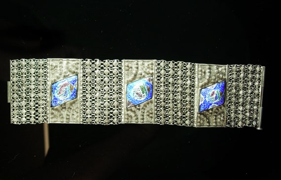 HUGE Persian Enamel Bracelet - vintage Tribal etr… - image 3