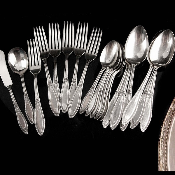 Vintage William rogers Silverware lot - 20 pc - large elegant Mystic coronet flower flatware - wedding flower - forks spoons - extra pieces