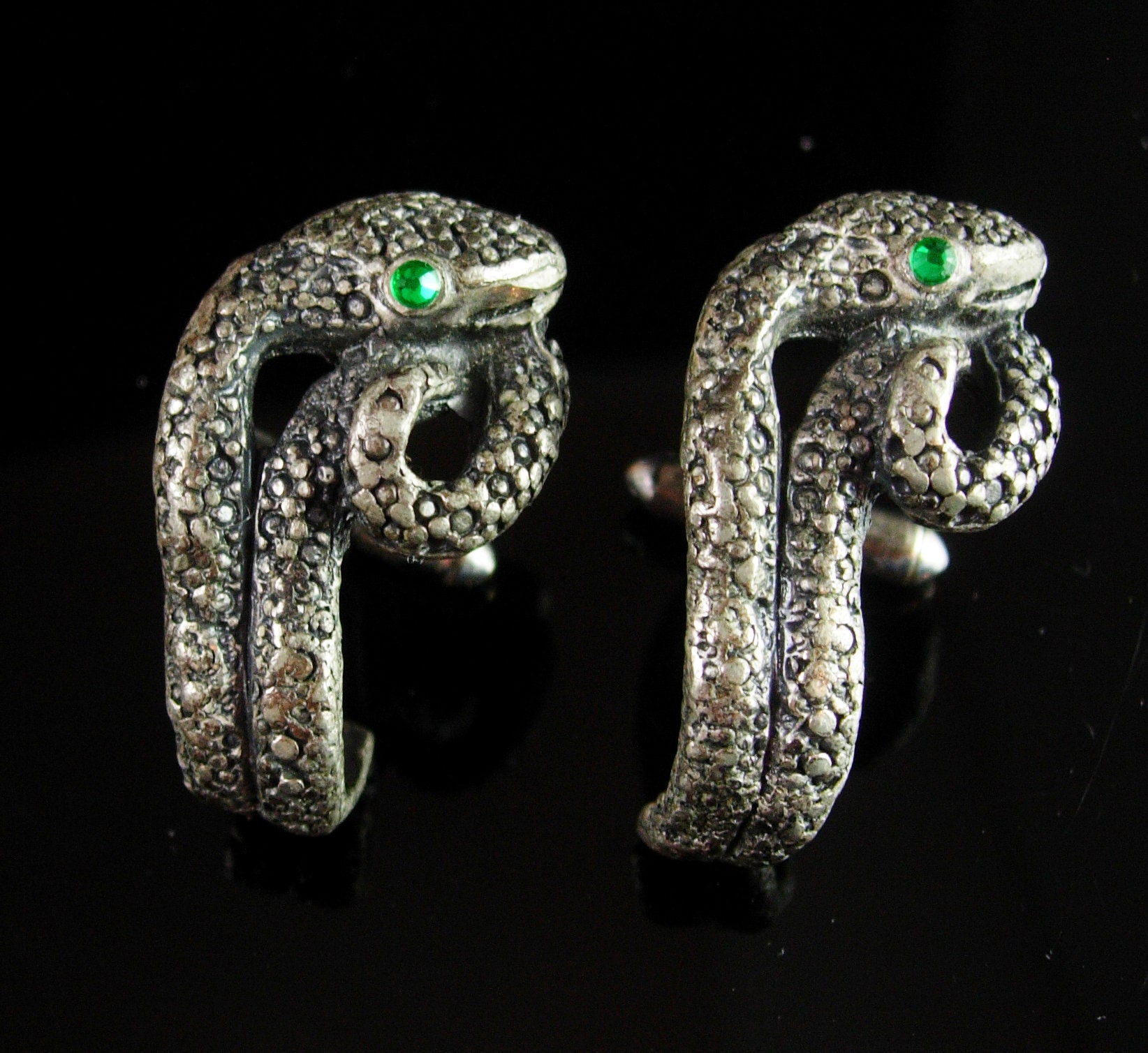 Snake Cufflinks Vintage Snake Serpent Tie Pin Set rhinestones detailed anniversary gift gifts for me wedding cuff links