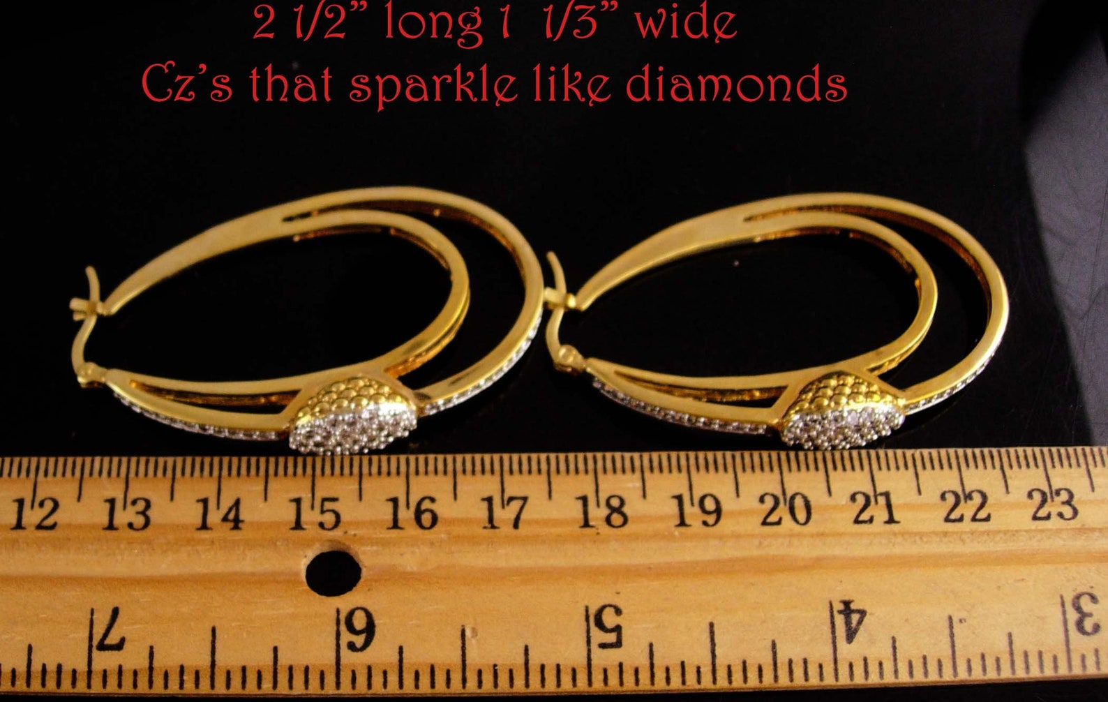 Stunning CZ Earrings high end Seta jewelry large gold Etsy