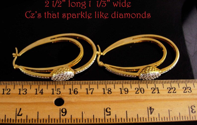 Stunning CZ Earrings high end Seta jewelry large gold Etsy
