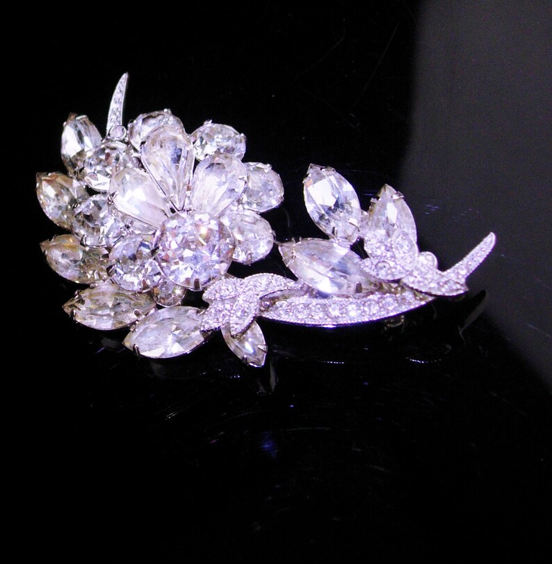Eisenberg Ice Brooch numbered pin silver flower spray Etsy