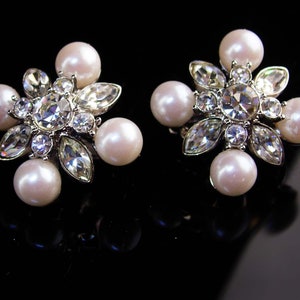 Vintage Statement sieraden - Monet Strass oorbellen - Bruiloft sieraden - zilveren clip op - originele kaart - flip comfort terug