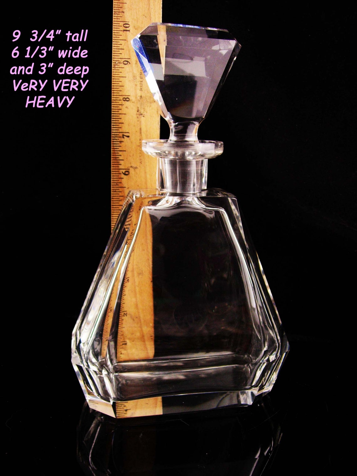 Vintage Large Heavy Lead Crystal Bottle Whiskey Decanter Etsy