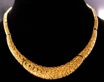Couture Cleopatra necklace -  Vintage golden nugget  Monet choker  - vintage designer jewelry - Modernist design
