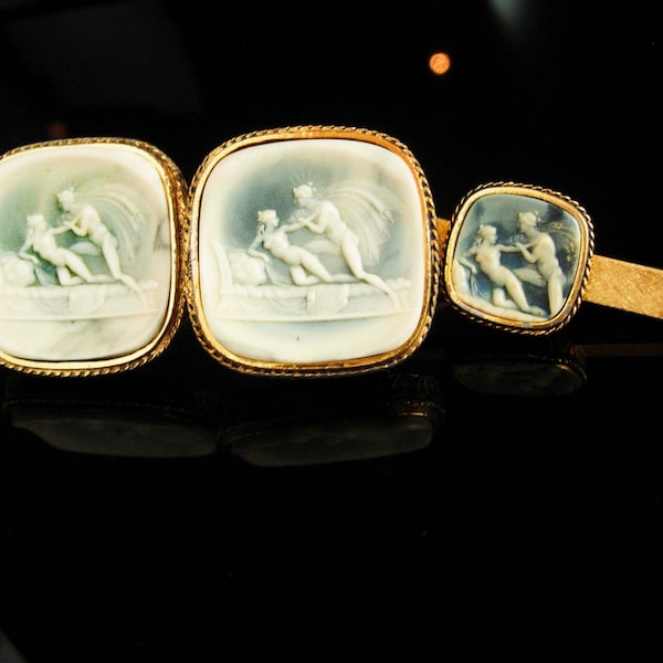 Erotic lovers / Vintage Cufflinks / Apollo and Daphne / HUGE Neoclassical Nude/ Angel set / Incolay Masterpiece collection Dante