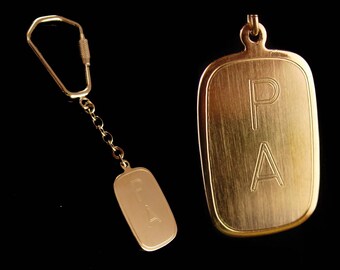 Vintage Gold filled Key Chain - Personalized initial PA - letter P A - engraved anniversary gift - gift for dad - graduation - made by Theda