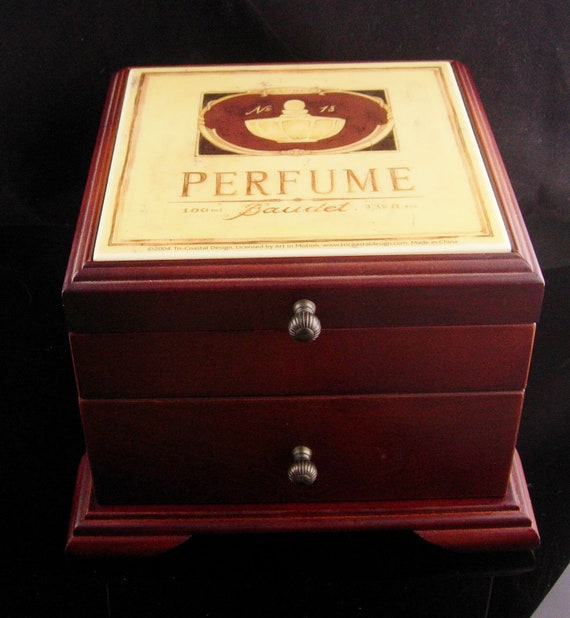 Victorian perfume tile box / jewelry box /  velve… - image 2