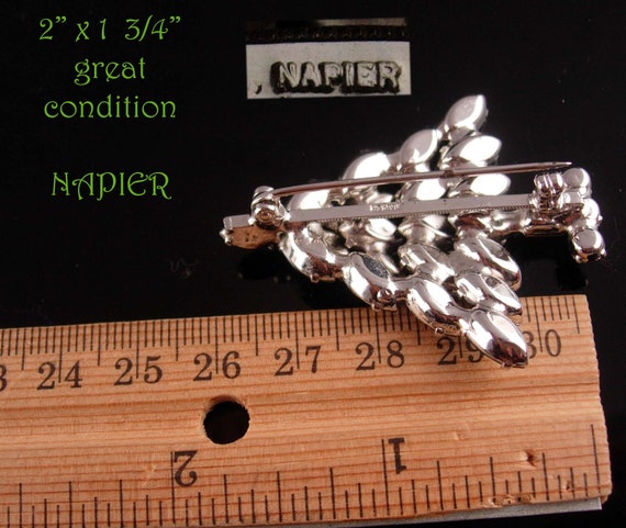 Large NAPIER Christmas Tree Brooch - Marquise Rhi… - image 5