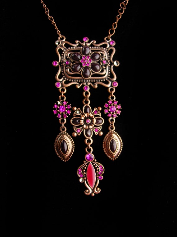 Joan rivers chandelier necklace - Rhinestone enam… - image 4