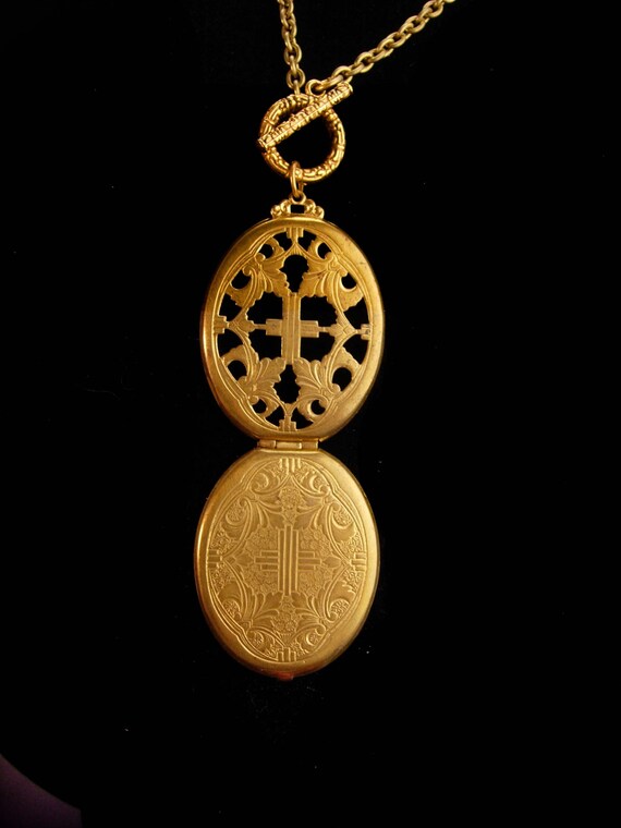 Antique Cross locket - Vintage Religious medieval… - image 5