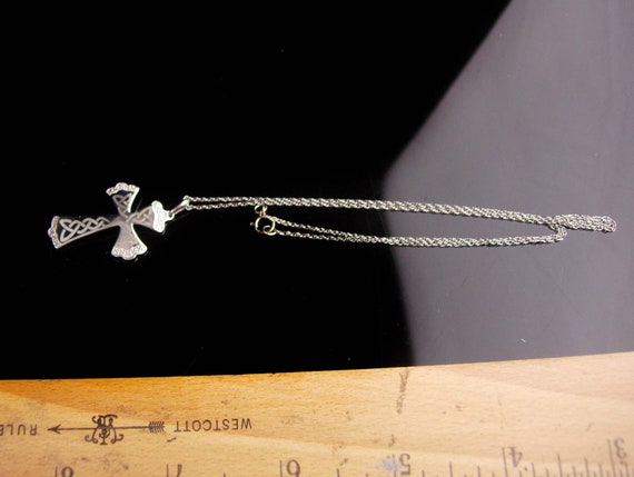 Gothic sterling diamond cross necklace - Vintage … - image 3