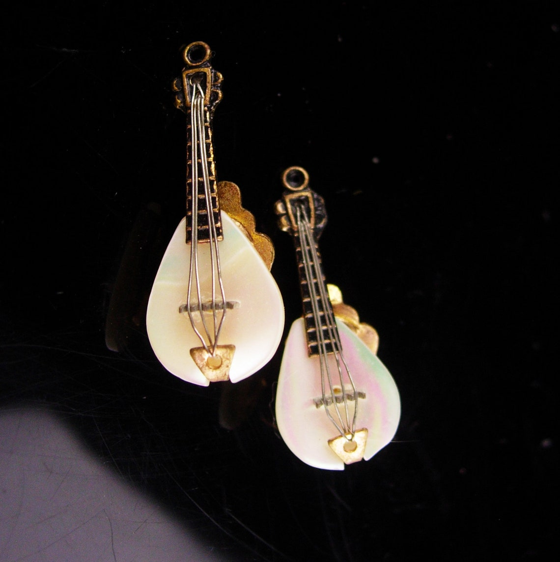 Mandolin Earrings Figural Jewelry Vintage Japan Clip on Etsy