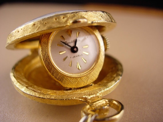 Vendome pocket watch necklace - Vintage guilloche… - image 3