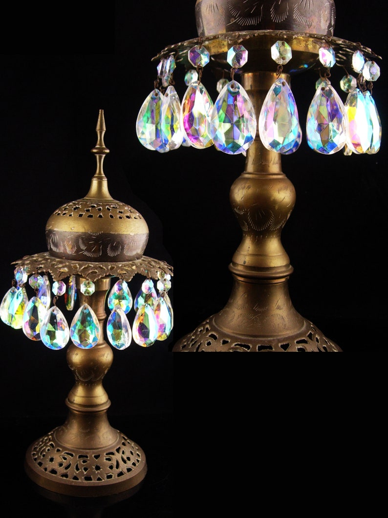 Antique Gyspy Incense Burner Aurora Borealis Prism Etsy