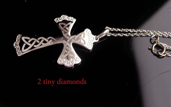 Gothic sterling diamond cross necklace - Vintage … - image 4