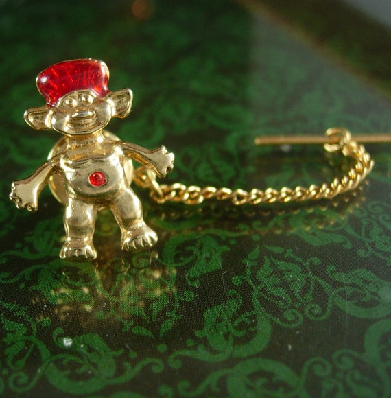 Vintage TROLL Tie Tack Figural miniature toy doll… - image 2