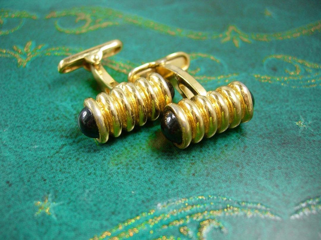 Vintage Tuxedo Cufflinks Wedding Jewelry Groom Gift Gold Plate Etsy