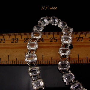Vintage Art deco rock crystal bracelet / Antique brilliant faceted open back quartz bracelet estate jewelry safety chain image 6