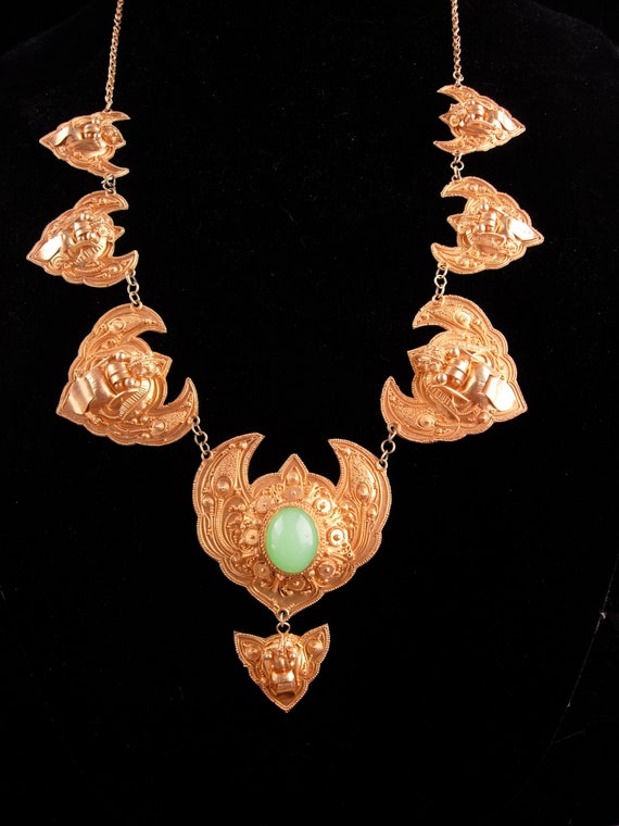 Antique demon queen Necklace - Rangda panels - go… - image 2