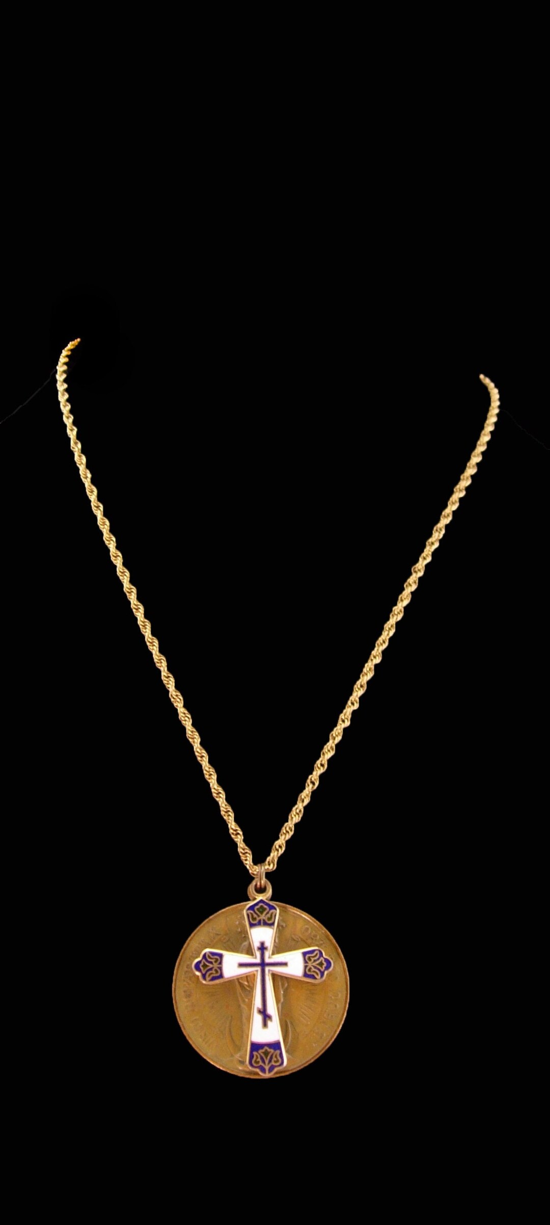 Antique Sodality of the Blessed Virgin Mary Irish Medal Enamel Cross