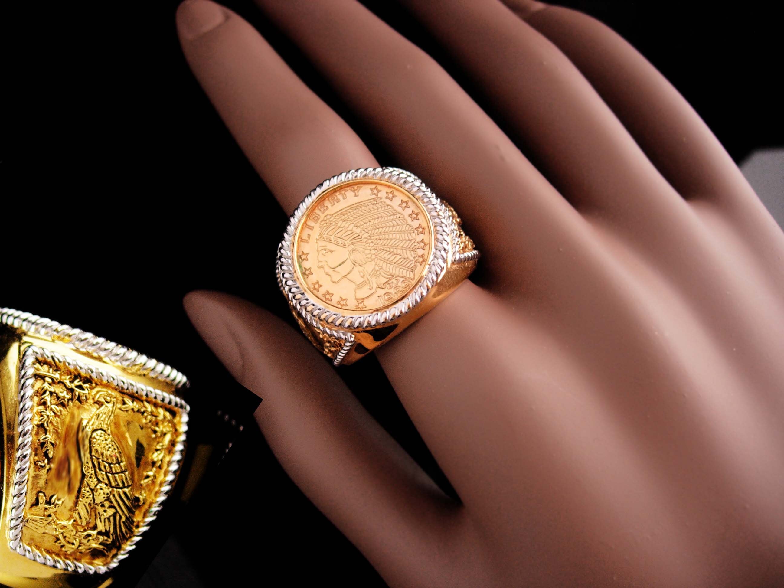 Indian Head Coin Ring Vintage Replica Five Dollar Coin Etsy