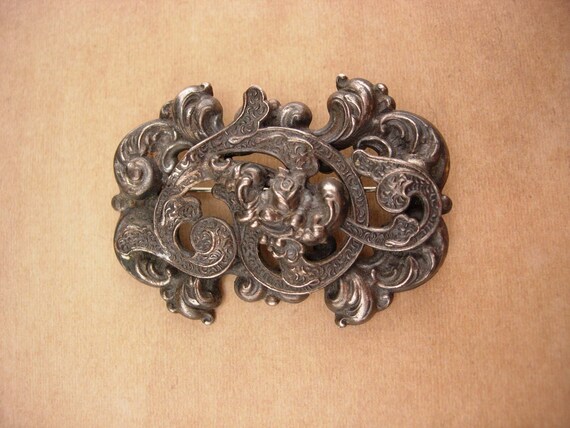 Antique Victorian brooch - Gothic edwardian sash … - image 2