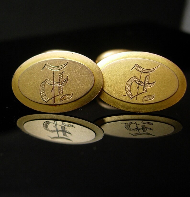 9kt rose gold cufflinks Victorian 1800/'s initials F M signet hallmark wedding Tuxedo groom gift personalized engraved Antique jewellery