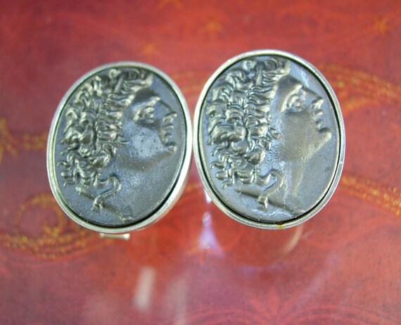 Alexander the Great cuff links sterling GREEK Coi… - image 2