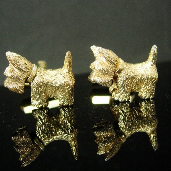 Scottish Terrier Cufflinks vintage Scottie Dog Designer vétérinaire cadeau pet sitter Canine CuffLink Swank ensemble chien toiletteur cadeau