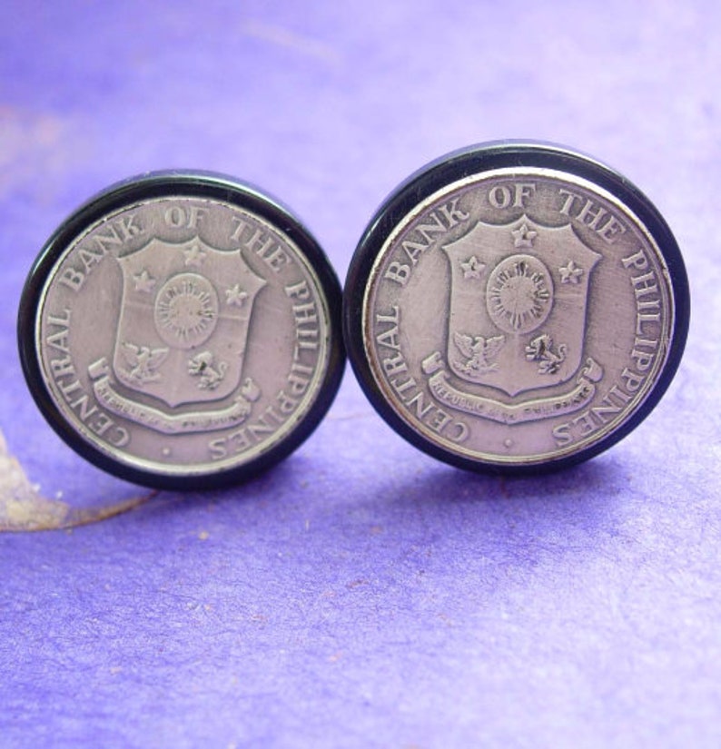 Central Bank of the Philippines Coin Cufflinks Foreign Bangko Sentral ng Pilipinas Mens jewelry shields