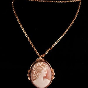 Antique Genuine Cameo Necklace Vintage Victorian CARVED PORTRAIT BROOCH ...