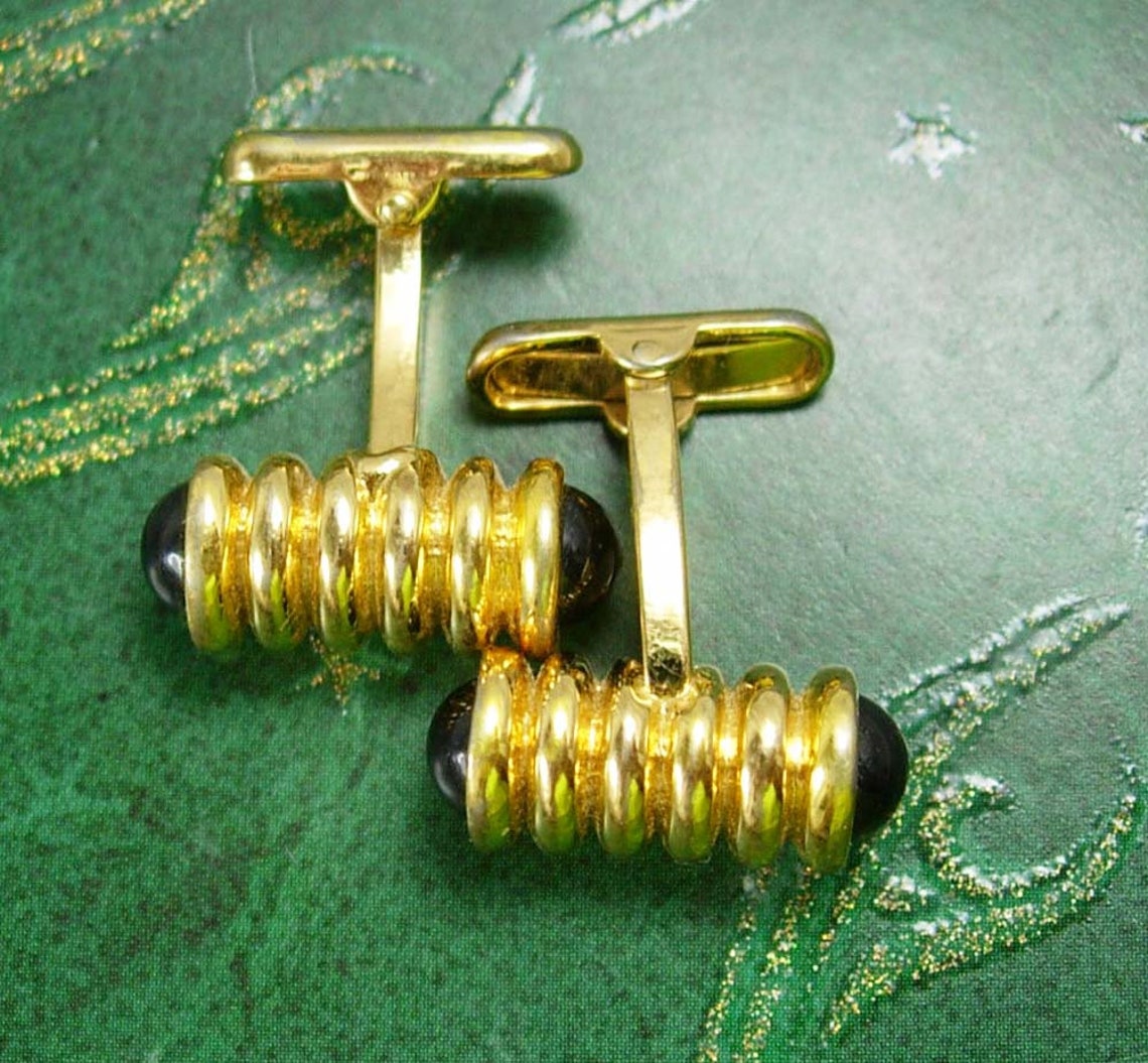 Vintage Tuxedo Cufflinks Wedding Jewelry Groom Gift Gold Plate Etsy