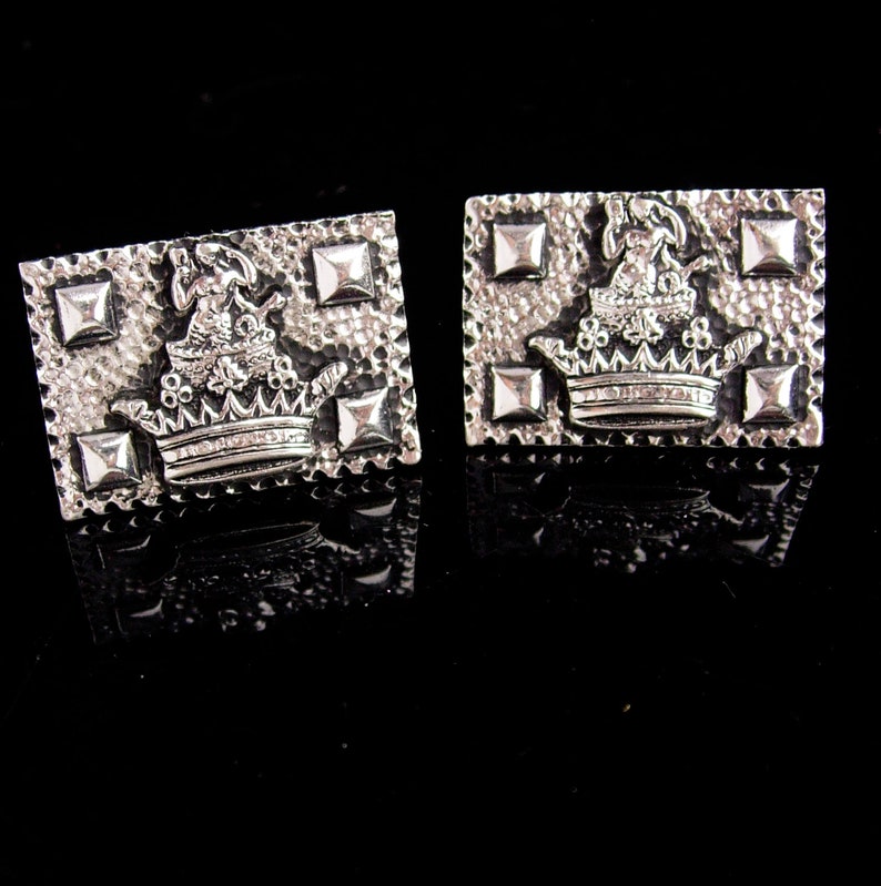 Vintage Nude Cufflinks huge silver Crown nude Mermaid mythical goddess siren sea creature extra large cufflinks gay interest