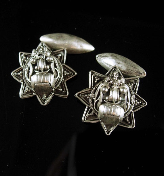 Antique demon queen Cufflinks Rangda Chinese Mytho