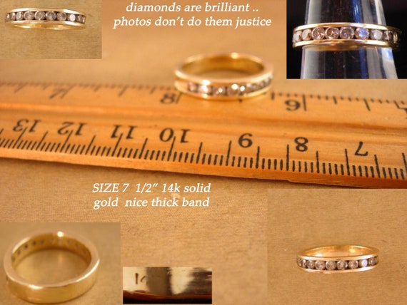 Genuine 11 Diamond wedding band - 14k yellow gold… - image 4