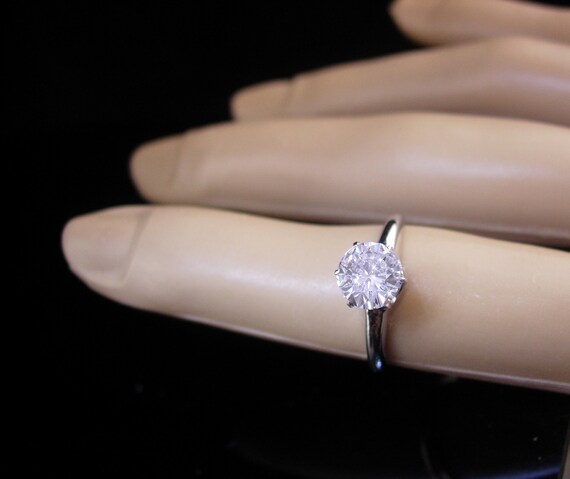 1- 1/4 CT CZ Diamond Ring Vintage Sterling Engage… - image 4