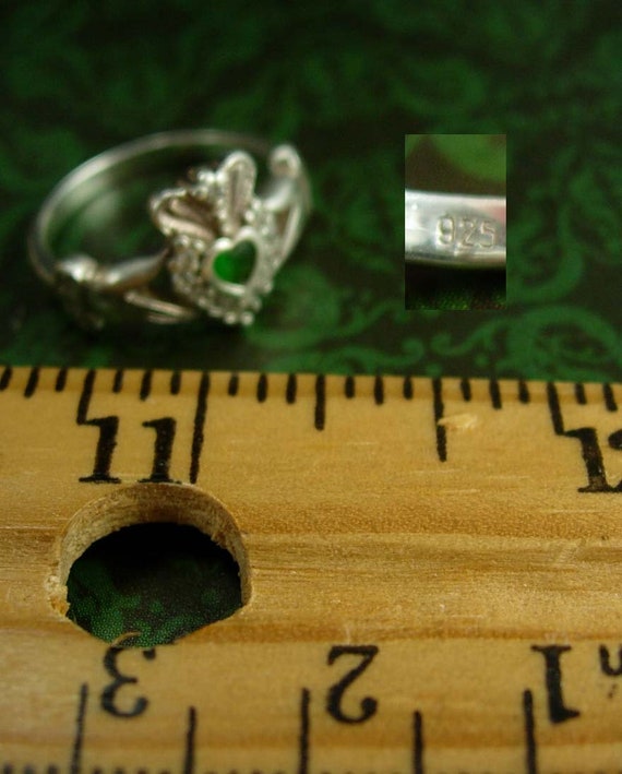 12 Diamond IRISH Claddagh Ring Vintage sterling C… - image 4